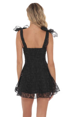 Motif Pattern A-line Dress in Blac