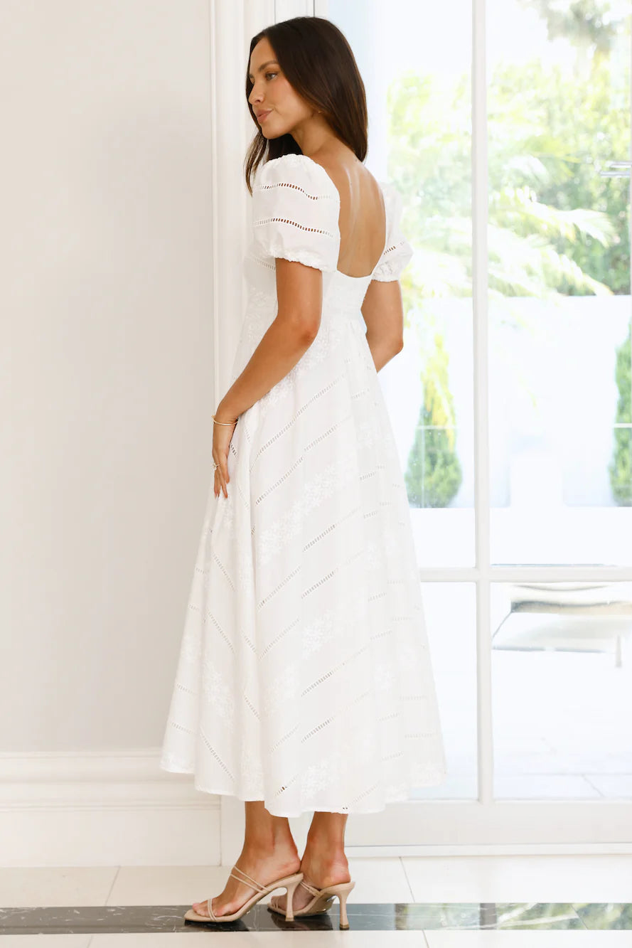 Honeysuckle Haven Maxi Dress White
